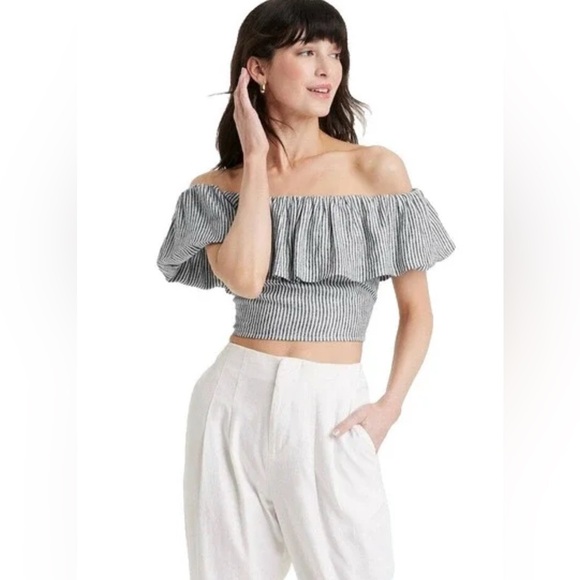 A New Day Striped Off the Shoulder Top - Picture 1 of 5